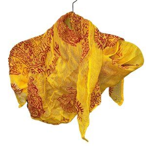 raj indian swim cover up yellow red SUN FACES pareo scarf shawl wrap